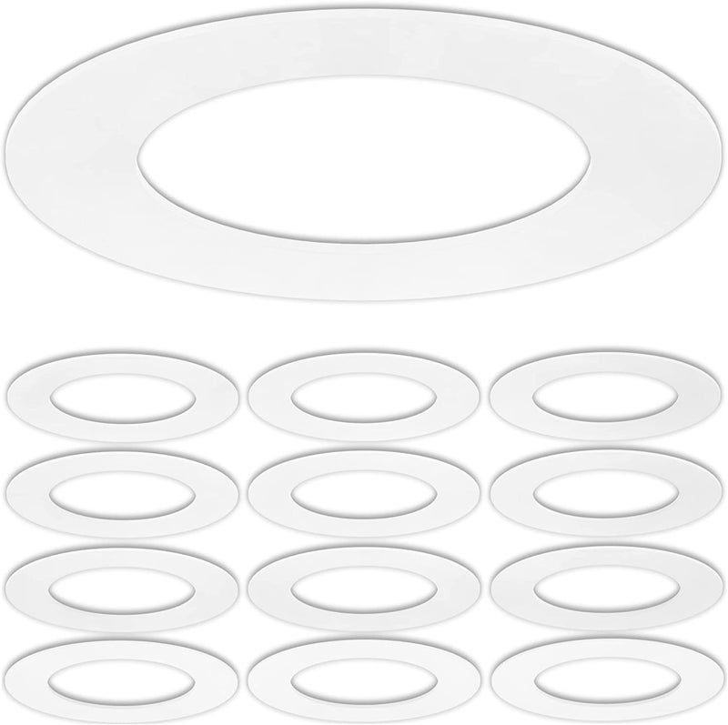 Lighting Labs 12 Pack Matte White Goof Trim Ring for 6" Inch Recessed Can Lighting Down Lights, Outer Diameter 8.07 Inches, Inner Diameter 6.2 Inches - Image 1